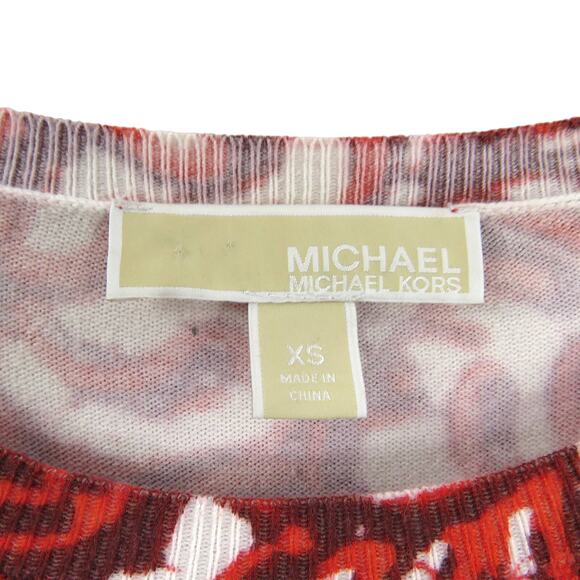 Michael Kors Red Paisley Dress Short Sleeve A-Line Midi Dress Semi Formal XS - Picture 5 of 6